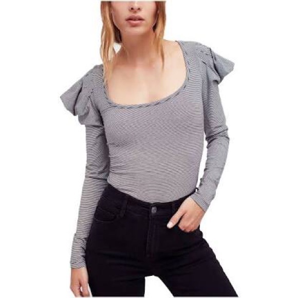 NWT Free People Penelope Striped Puff Sleeve Small - Picture 5 of 5